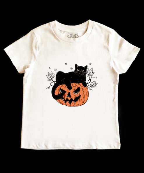 Tricou bumbac-Pumpkin Cat, Copii