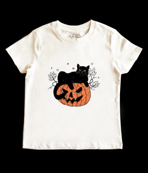 Tricou bumbac-Pumpkin Cat, Copii