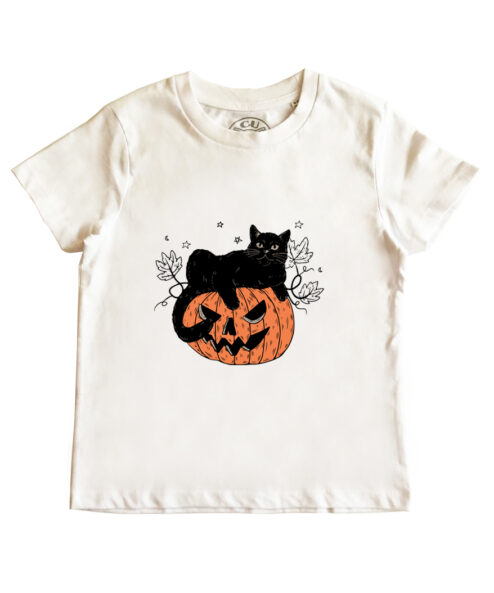 Tricou bumbac-Pumpkin Cat, Copii