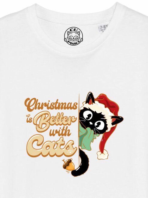 Tricou din bumbac organic Premium-Christmas Is Better with Cats