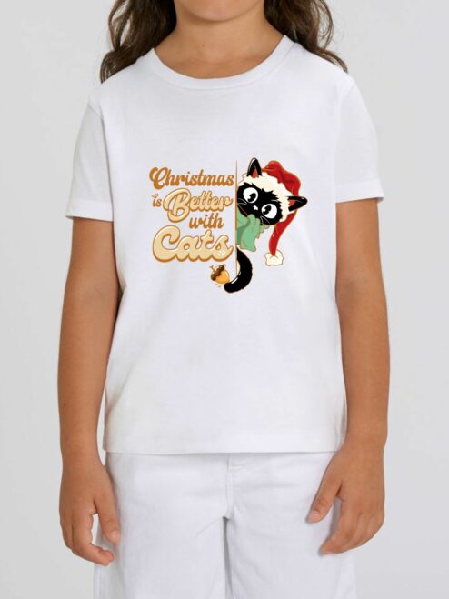 Tricou din bumbac organic Premium-Christmas Is Better with Cats