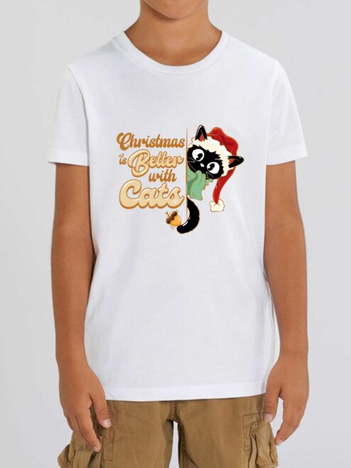 Tricou din bumbac organic Premium-Christmas Is Better with Cats