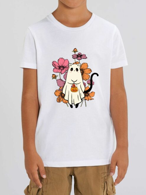 Tricou din bumbac organic Premium-Cute Halloween Cat