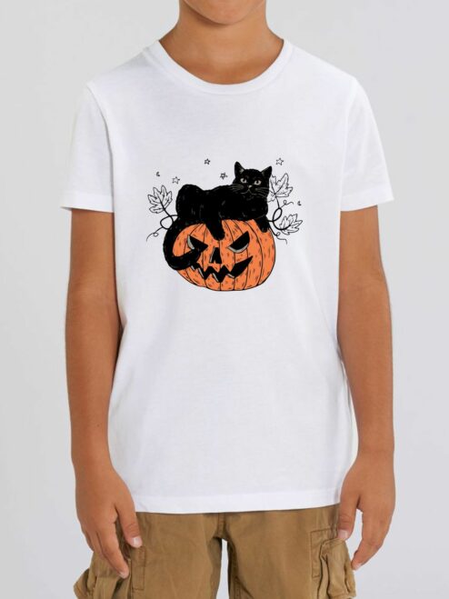 Tricou din bumbac organic Premium-Pumpkin Cat