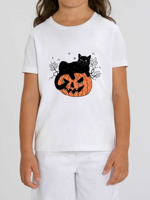Tricou din bumbac organic Premium-Pumpkin Cat