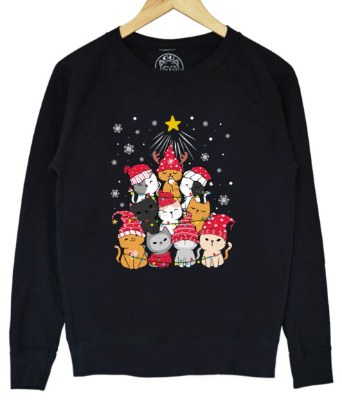 Bluza Printata-Meow Christmas Tree, Barbati