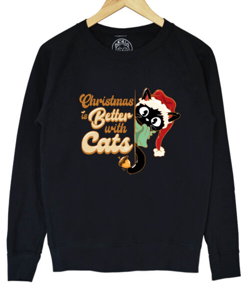 Bluza Printata-Christmas Is Better With Cats, Barbati