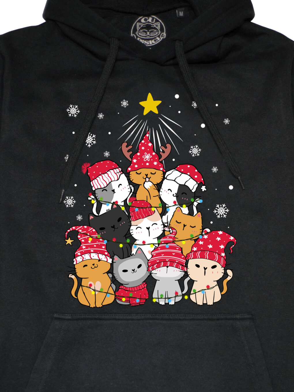 Hanorac printat-Meow Christmas Tree, Unisex