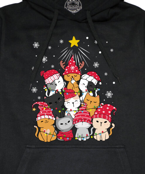 Hanorac printat-Meow Christmas Tree, Unisex