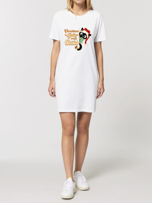 Rochie bumbac organic-Christmas Is Better With Cats