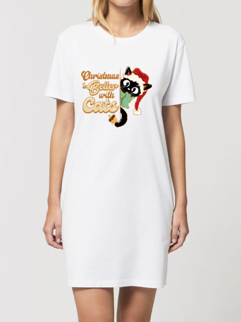 Rochie bumbac organic-Christmas Is Better With Cats