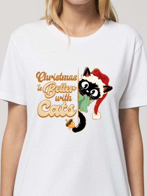 Rochie bumbac organic-Christmas Is Better With Cats