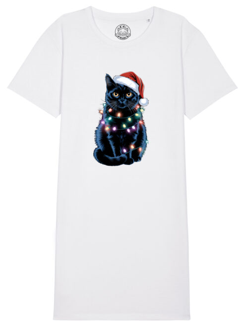 Rochie bumbac organic-Xmas Black Cat