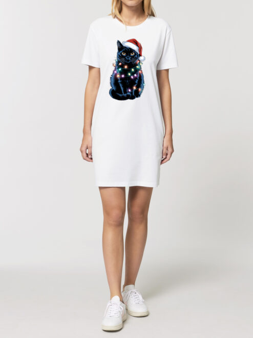 Rochie bumbac organic-Xmas Black Cat