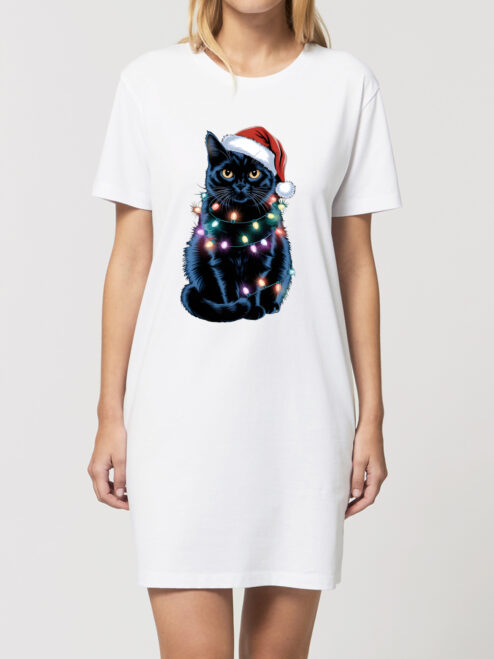 Rochie bumbac organic-Xmas Black Cat
