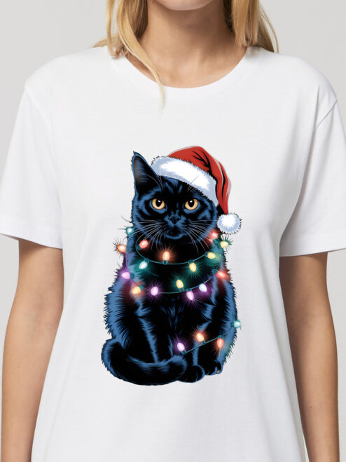 Rochie bumbac organic-Xmas Black Cat