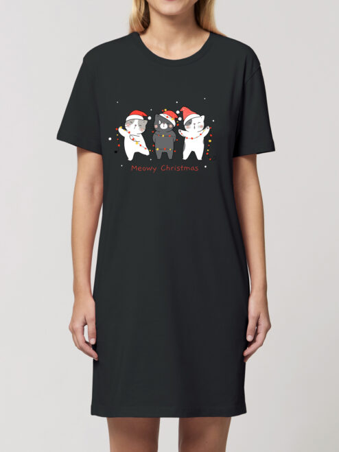 Rochie bumbac organic-Christmas Cats