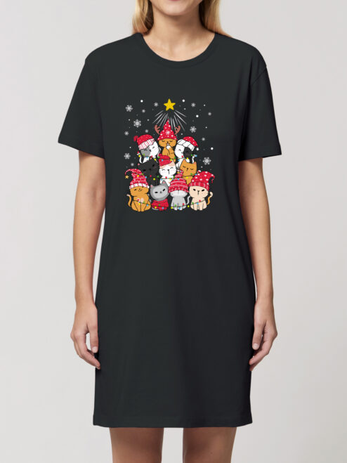 Rochie bumbac organic-Meow Christmas Tree