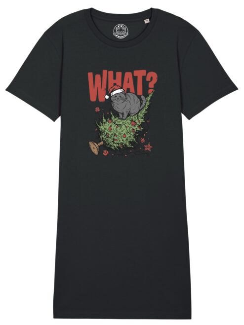 Rochie bumbac organic-Naughty Xmas Cat