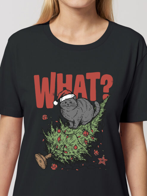 Rochie bumbac organic-Naughty Xmas Cat