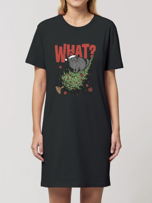 Rochie bumbac organic-Naughty Xmas Cat