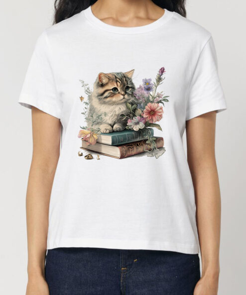 Tricou bumbac organic-Cats and Books, Femei