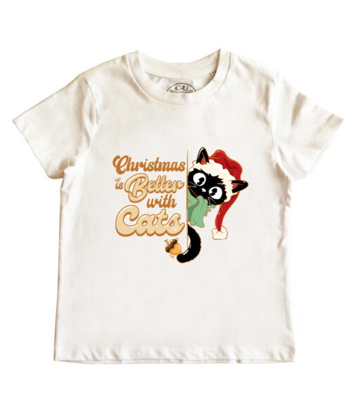 Tricou bumbac-Christmas Is Better with Cats, Copii