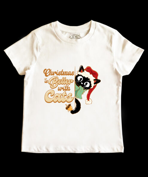 Tricou bumbac-Christmas Is Better with Cats, Copii