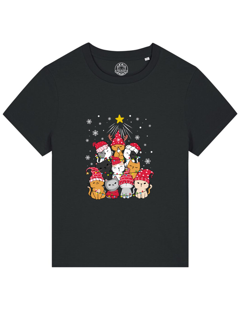 Tricou bumbac organic-Meow Christmas Tree, Femei