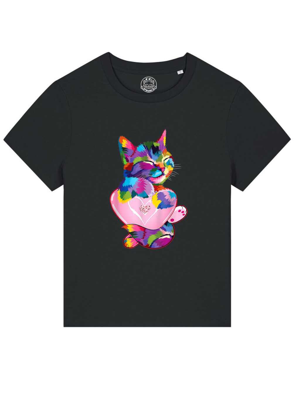 Tricou bumbac organic-Rainbow Cat Love, Femei