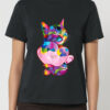 Tricou bumbac organic-Rainbow Cat Love, Femei