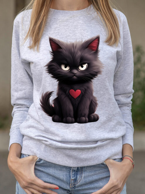 Bluza Printata-Grumpy Meowlentine, Femei