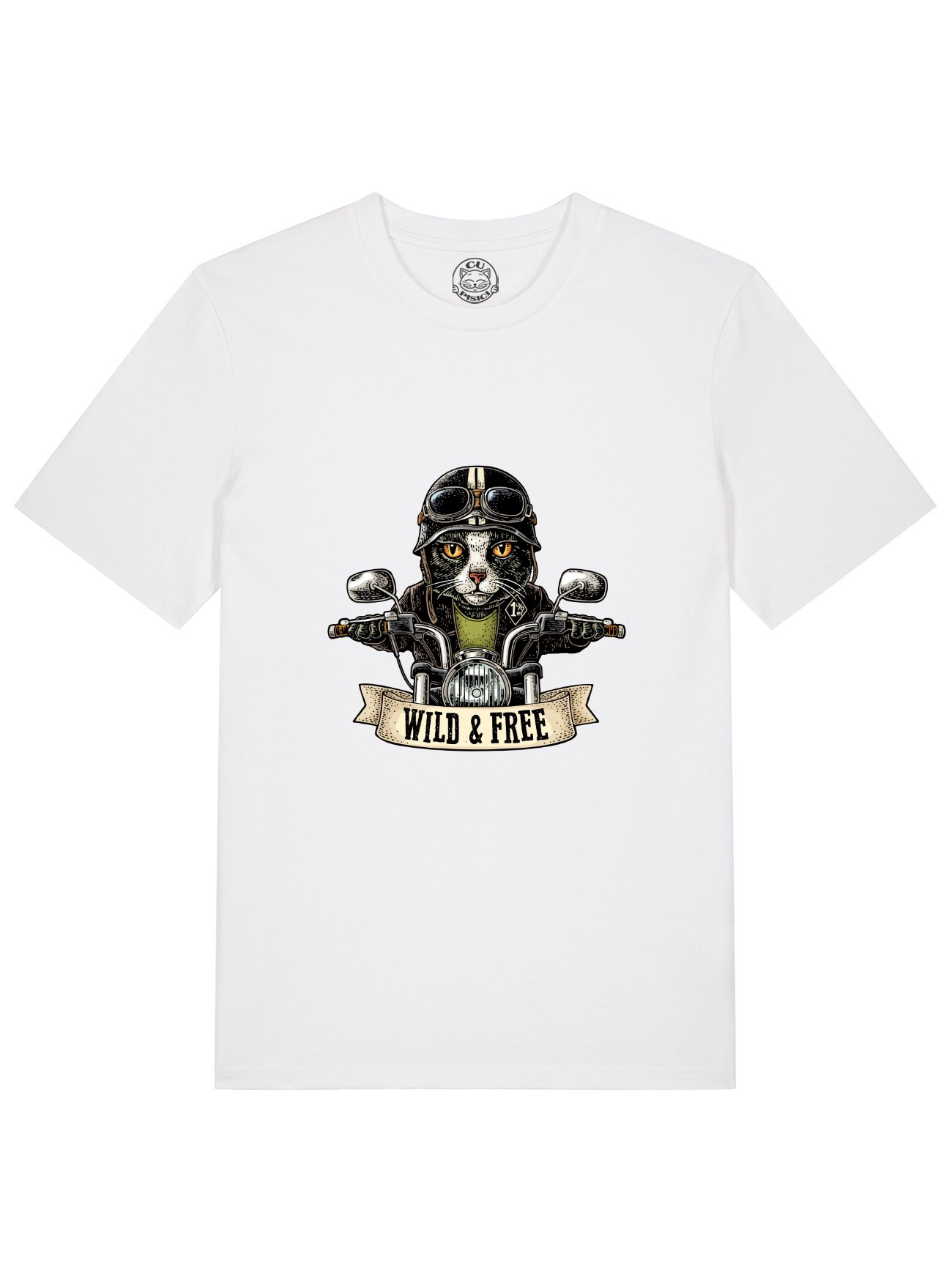 Tricou din bumbac organic Premium-Pisica Motociclista, Barbati
