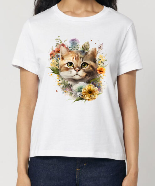 Tricou bumbac organic-Summer Cat, Femei