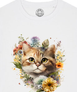 Tricou bumbac organic-Summer Cat, Femei