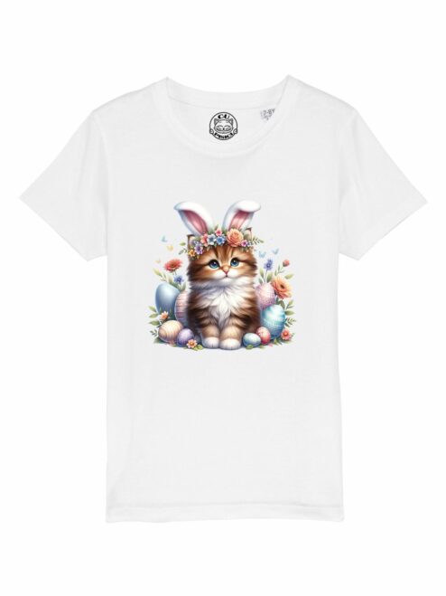 Tricou din bumbac organic Premium-Cute Easter Cat