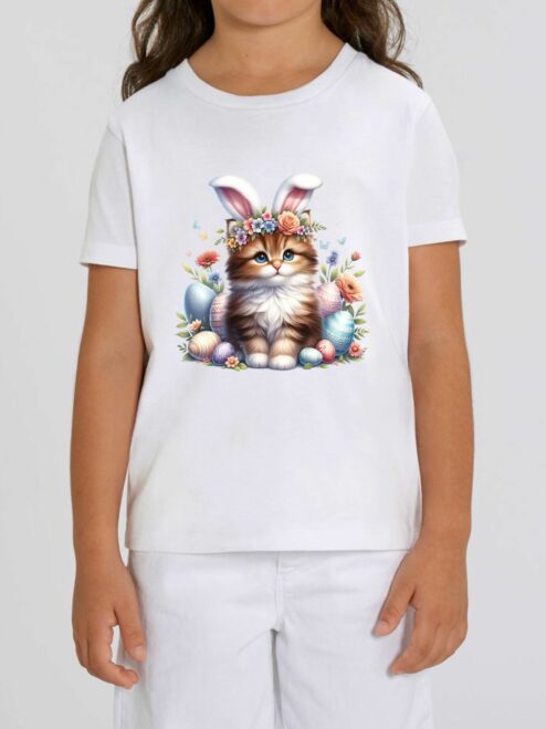 Tricou din bumbac organic Premium-Cute Easter Cat