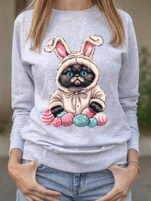Bluza printata-Grumpy Easter Cat, Femei