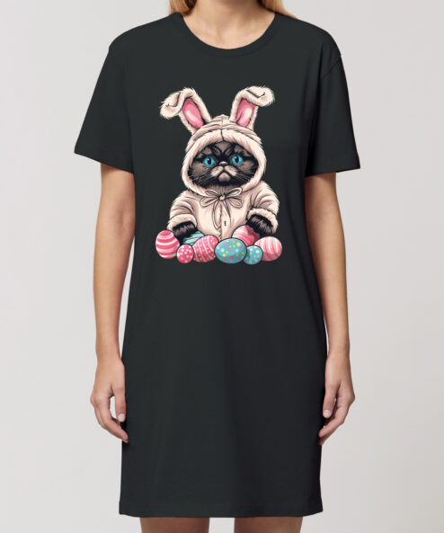 Rochie bumbac organic-Grumpy Easter Cat