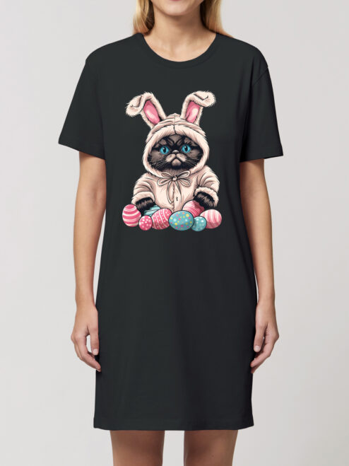 Rochie bumbac organic-Grumpy Easter Cat