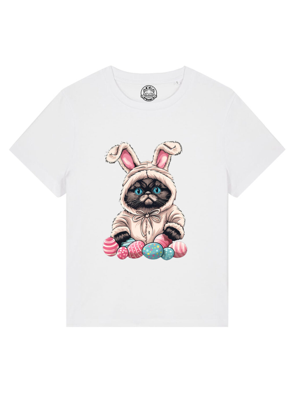 Tricou bumbac organic-Grumpy Easter Cat, Femei