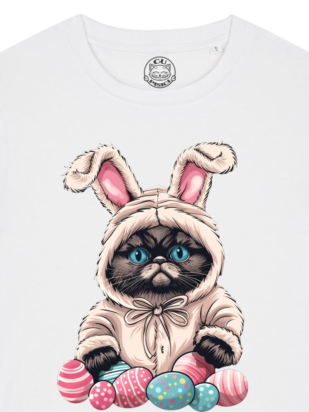 Tricou bumbac organic-Grumpy Easter Cat, Femei