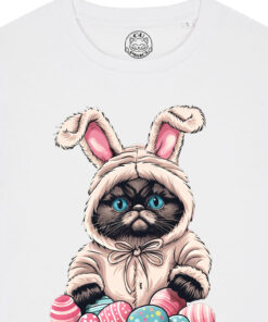 Tricou bumbac organic-Grumpy Easter Cat, Femei