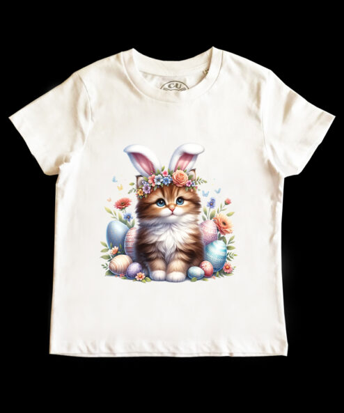 Tricou bumbac-Cute Easter Cat, Copii