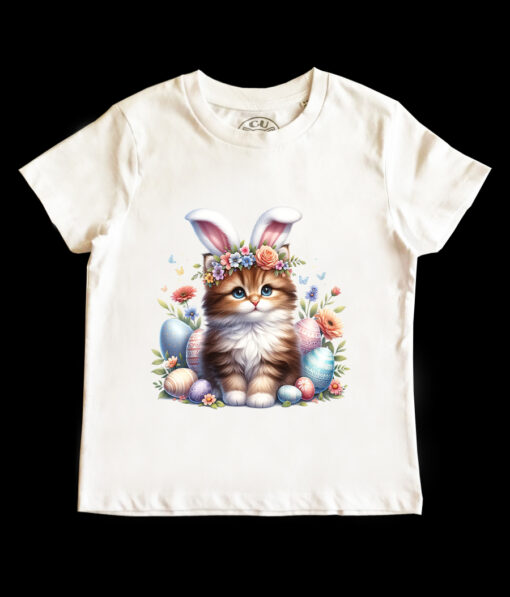 Tricou bumbac-Cute Easter Cat, Copii