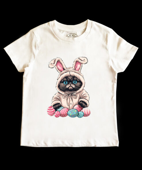 Tricou bumbac-Grumpy Easter Cat, Copii