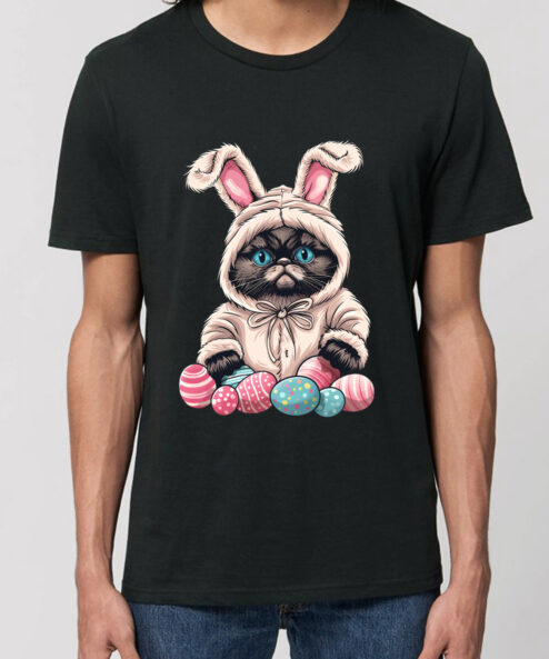 Tricou bumbac organic-Grumpy Easter Cat, Barbati