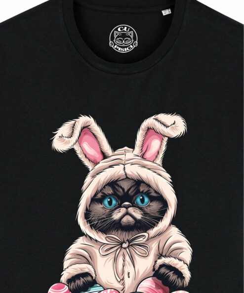 Tricou bumbac organic-Grumpy Easter Cat, Barbati