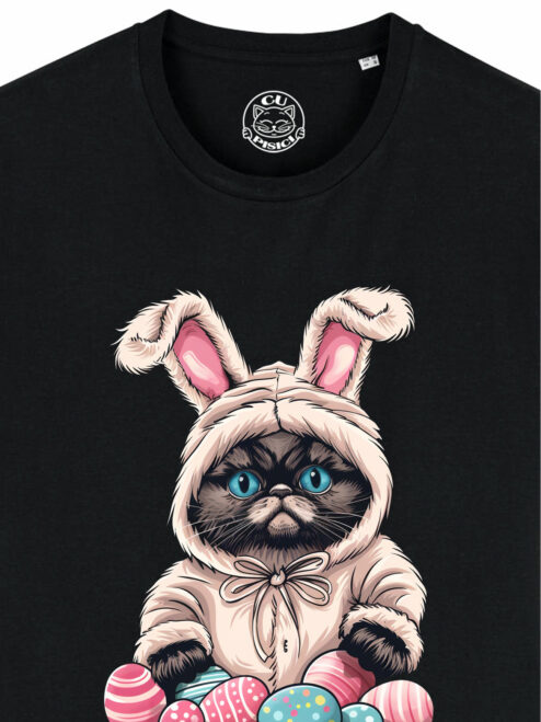 Tricou bumbac organic-Grumpy Easter Cat, Barbati