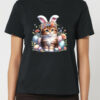 Tricou bumbac organic-Cute Easter Cat, Femei